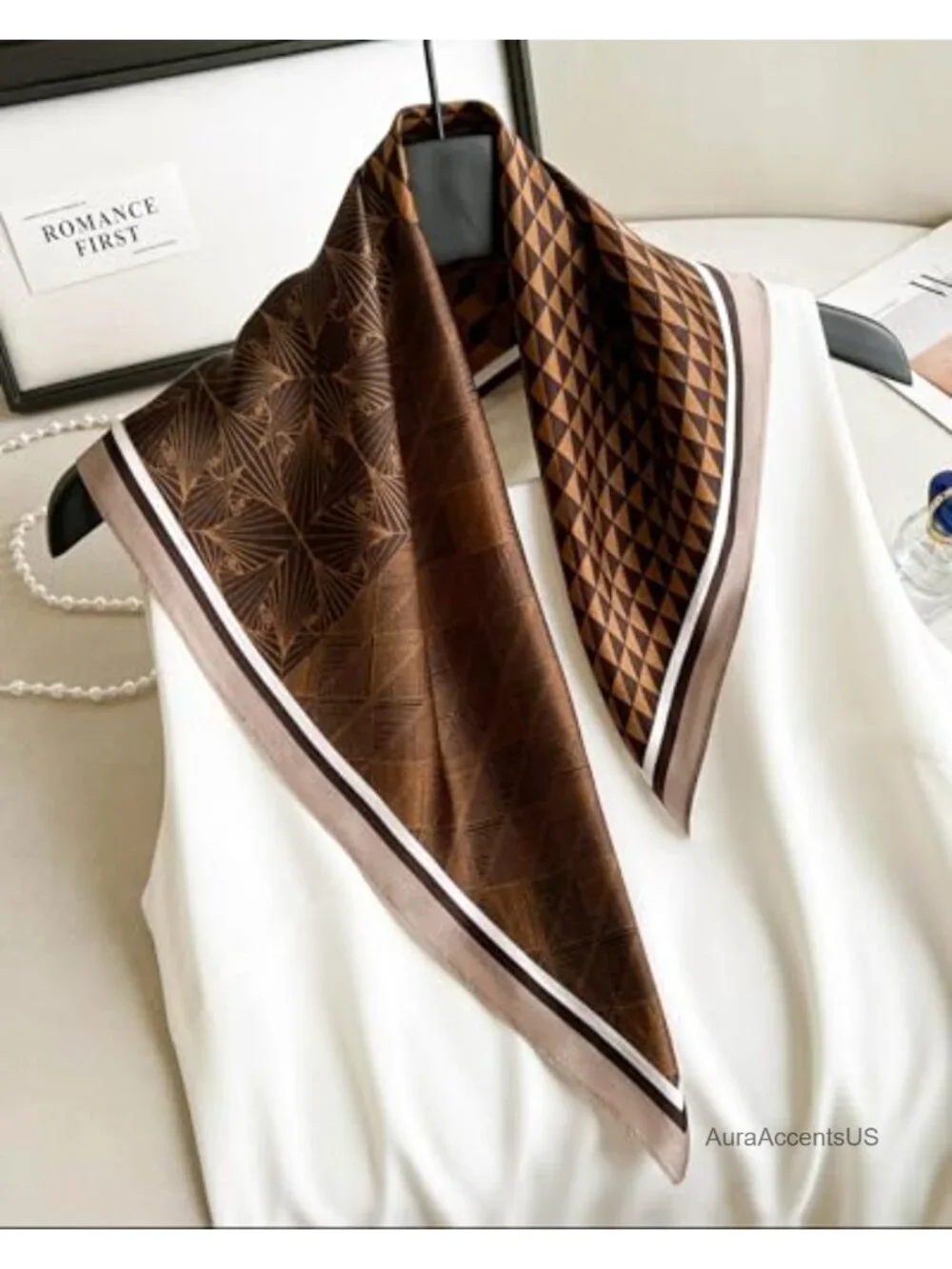100% Mulberry Silk Lightweight Square Neck Scarf Neckerchief